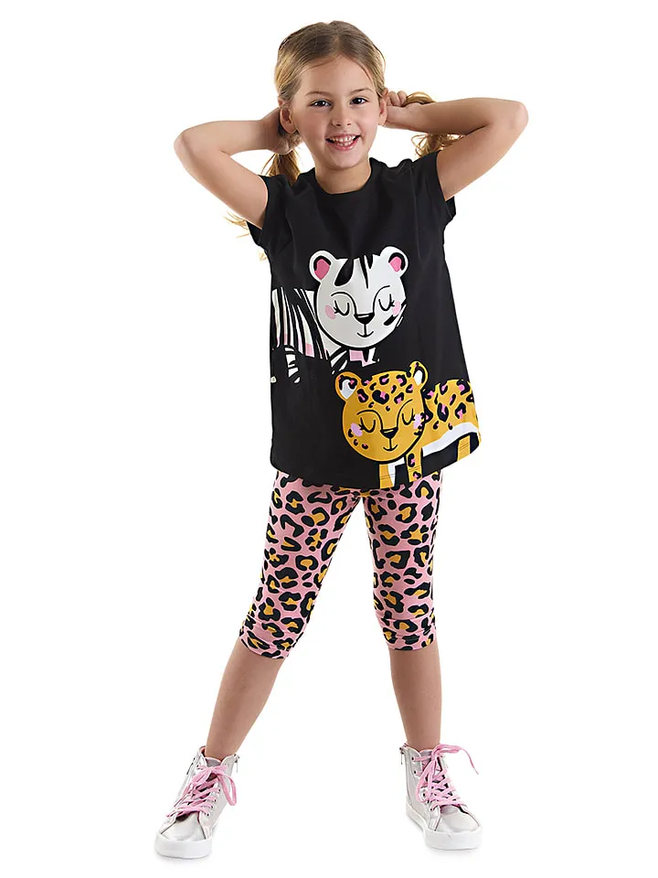 2DELIGE OUTFIT ZWART/MEERKLEURIG