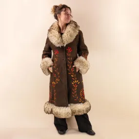 Afghan coat Fatima bruin embroidery