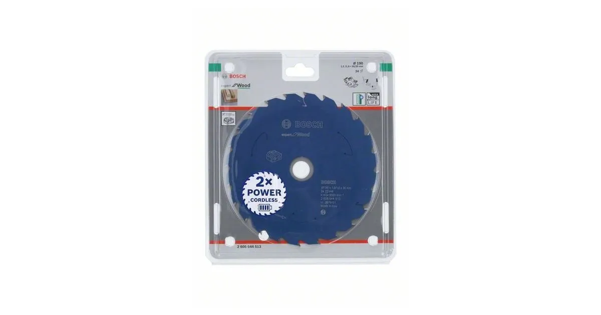 BOSCH Zaagblad voor accuzagen; Expert voor hout 190x30x1,5/1x24T 2608644513