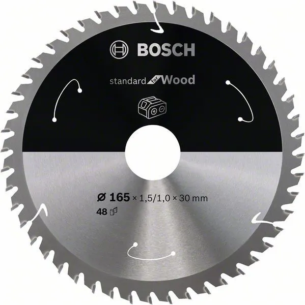 BOSCH Zaagblad voor accuzagen; Standaard voor hout 165x30x1,5/1,0x48T 2608837689