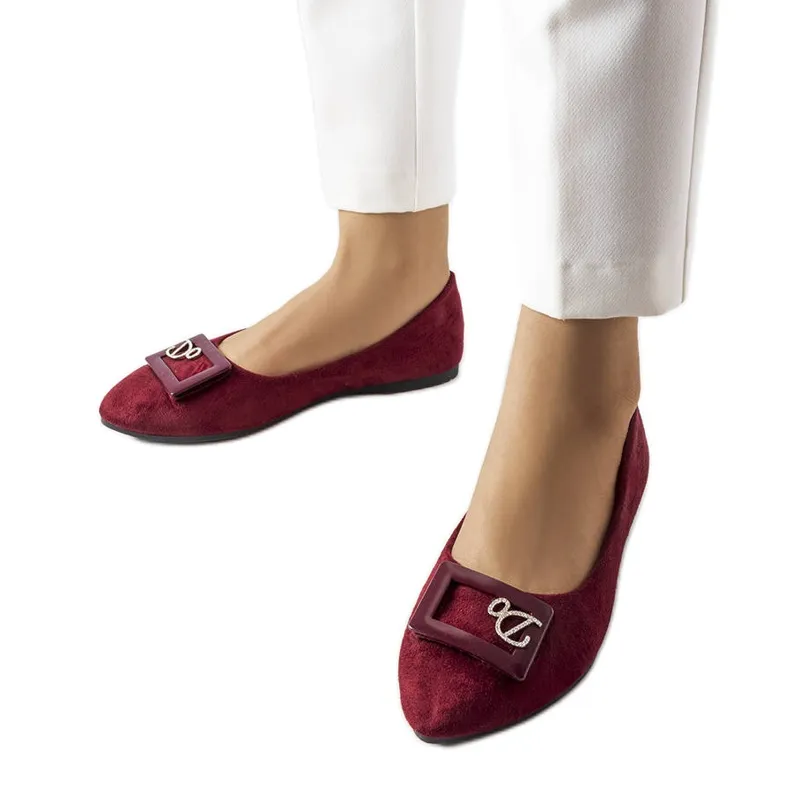 Bourgondische ballerina's versierd met Vlaamse strass steentjes rood