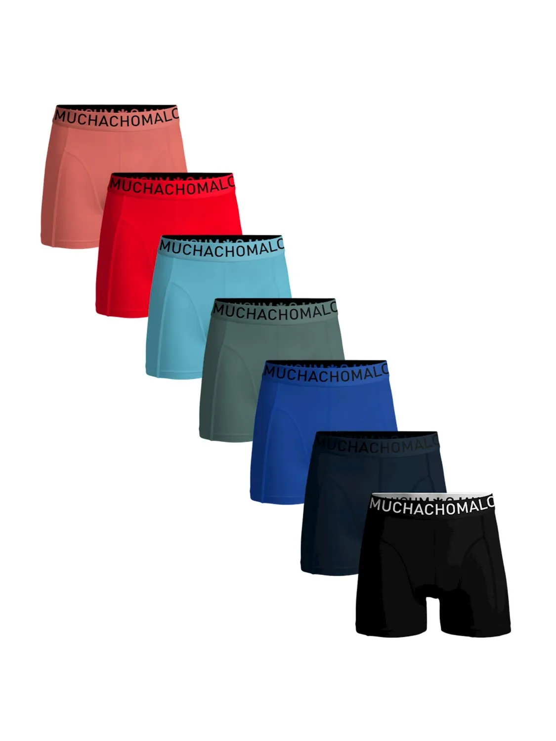 BOXERSHORT MUCHACHOMALO MEN LIGHT COTTON SOLID BLACK BLUE BLUE GREY BLUE RED ORANGE (7PACK)