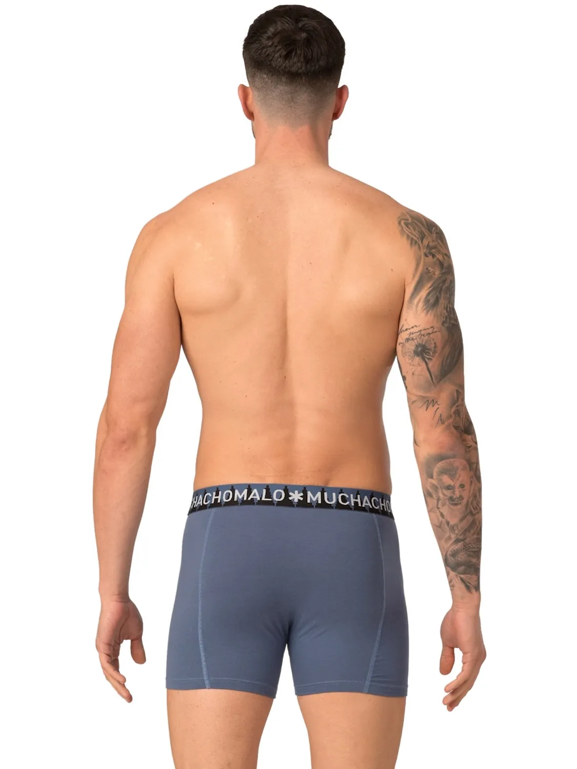 BOXERSHORT MUCHACHOMALO MEN SHORT SOLID BLACK/BLUE/BLUE (3PACK)