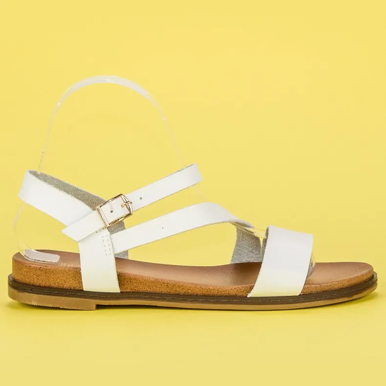 Comfortabele platte sandalen wit