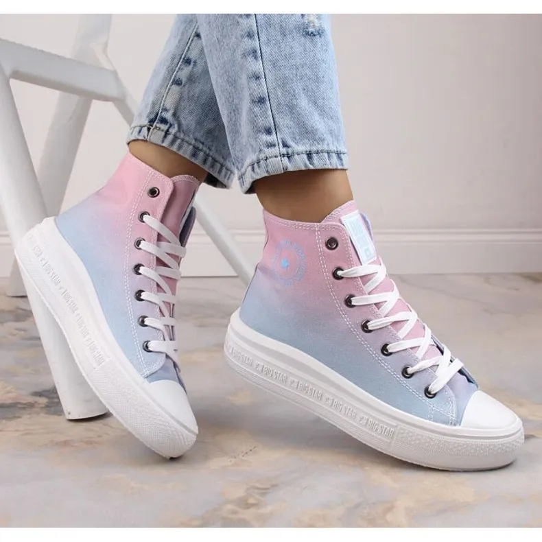 Enkelsneakers met plateauzool Big Star W INT1877B ombre blauw