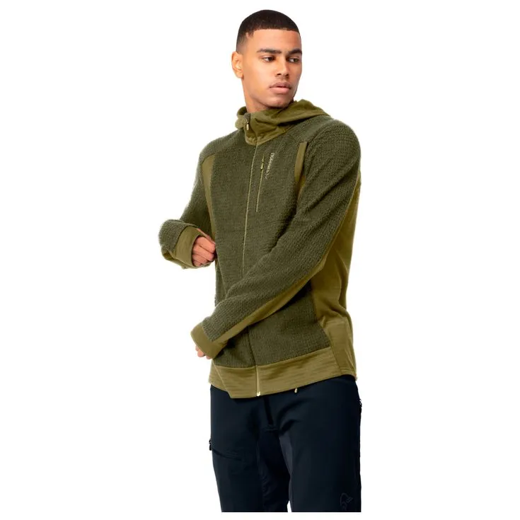 Fleece Norrona Falketind Alpha 120 Zip Hood Olive Night Olive Drab
