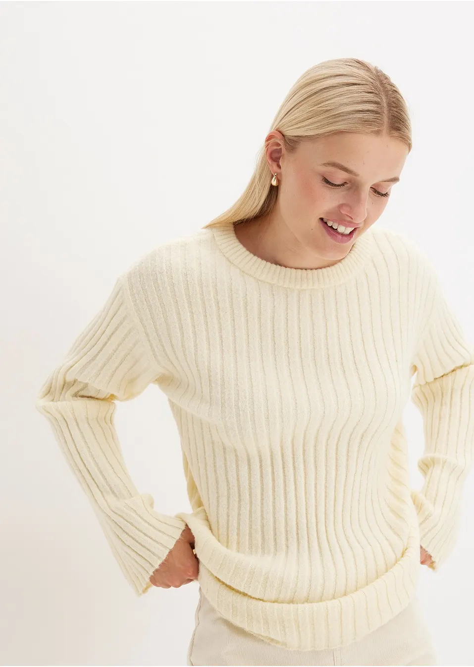 Geribde oversized trui   