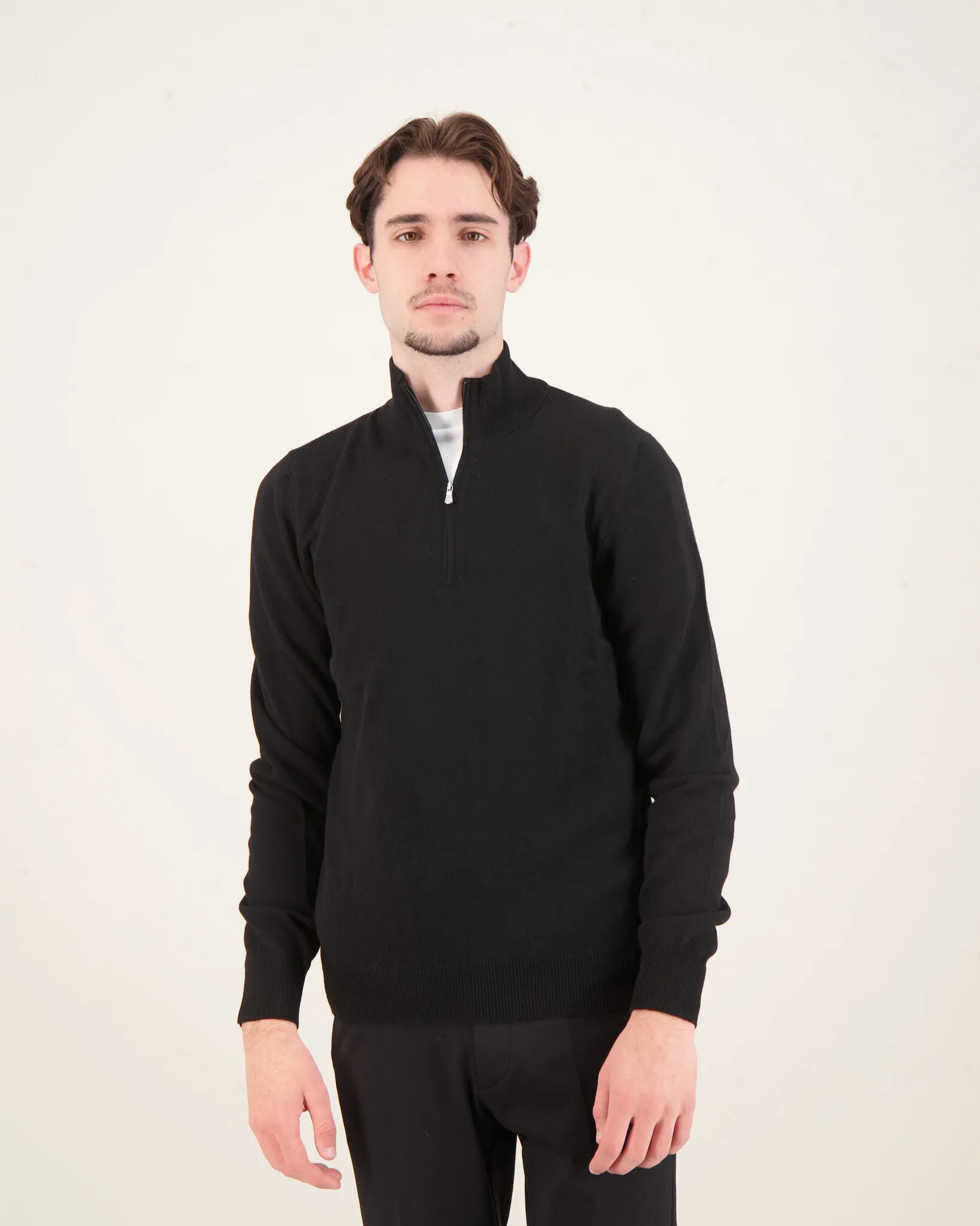 Gran Sasso for Beachim Knitwear Mock Zip Sweater Zwart