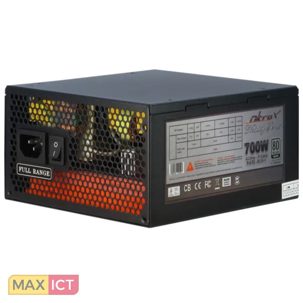 INTER TECH INTERTECH COBA NITROX NOBILITY CN700 NS POWER SUPPLY UNIT 700 W 20+4 PIN ATX ATX ZWART, ORANJE