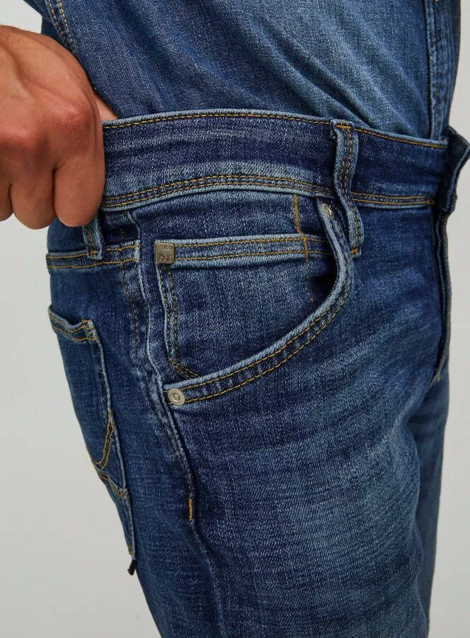 JACK & JONES JEANS INTELLIGENCE slim fit jeans JJIGLENN medium blue denim