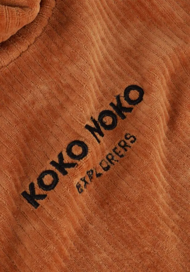 Koko Noko velours jurk met tekst camel Bruin Tekst 104