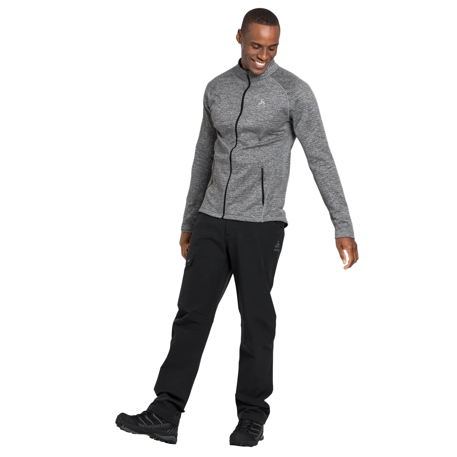 Longsleeve Odlo Men Mid Layer Full Zip Tencia Grey Melange