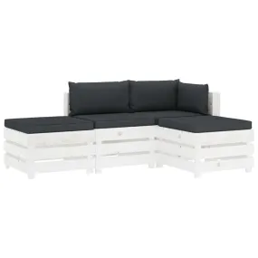 Medina 4-delige Loungeset met antracietkleurige kussens pallet hout