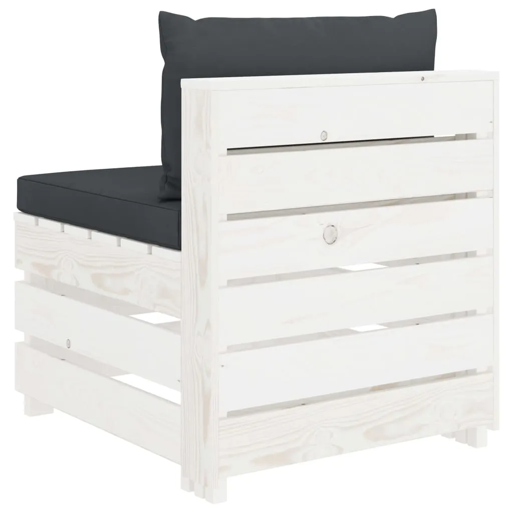 MEDINA 4DELIGE LOUNGESET MET ANTRACIETKLEURIGE KUSSENS PALLET HOUT
