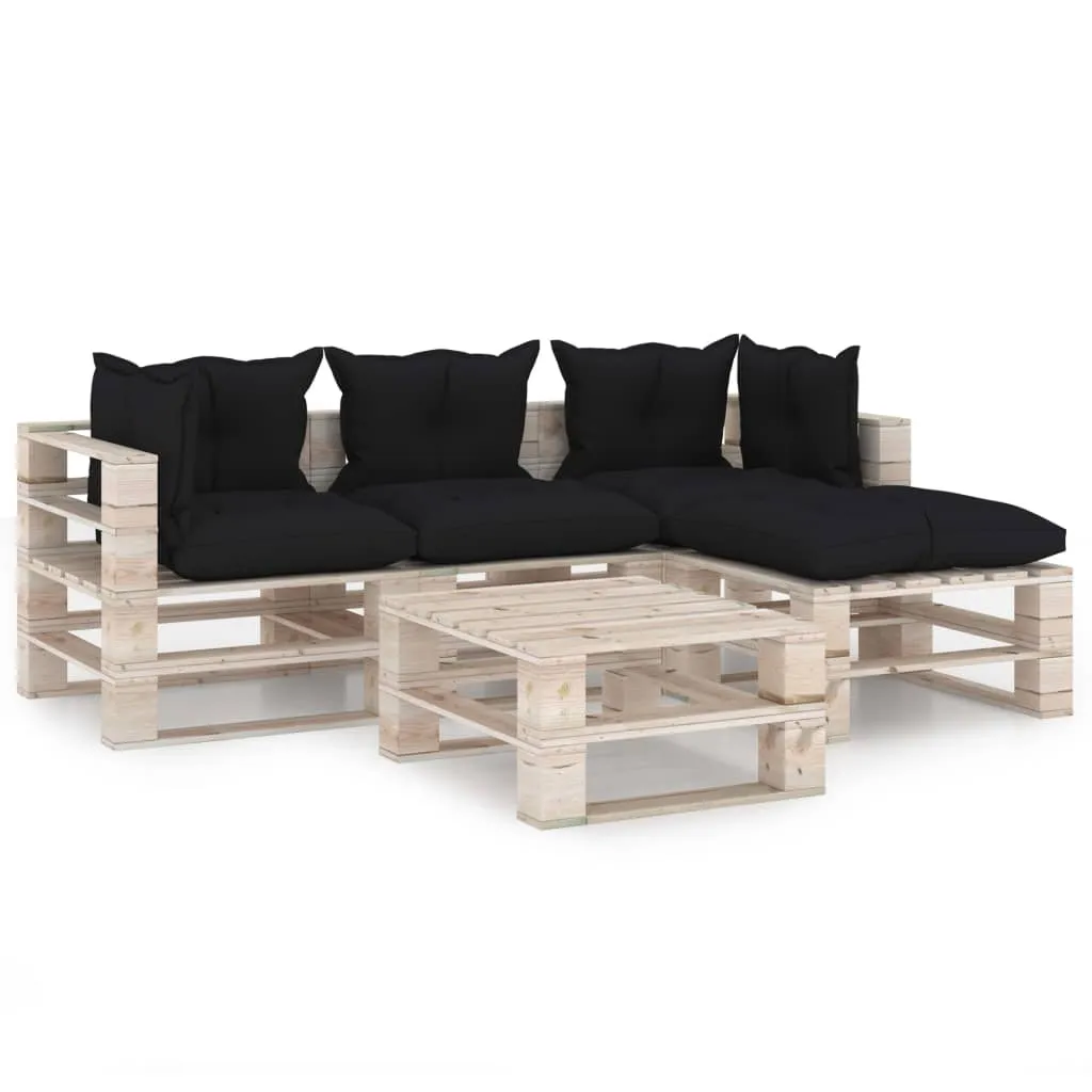 MEDINA 5DELIGE LOUNGESET MET KUSSENS PALLET GRENENHOUT