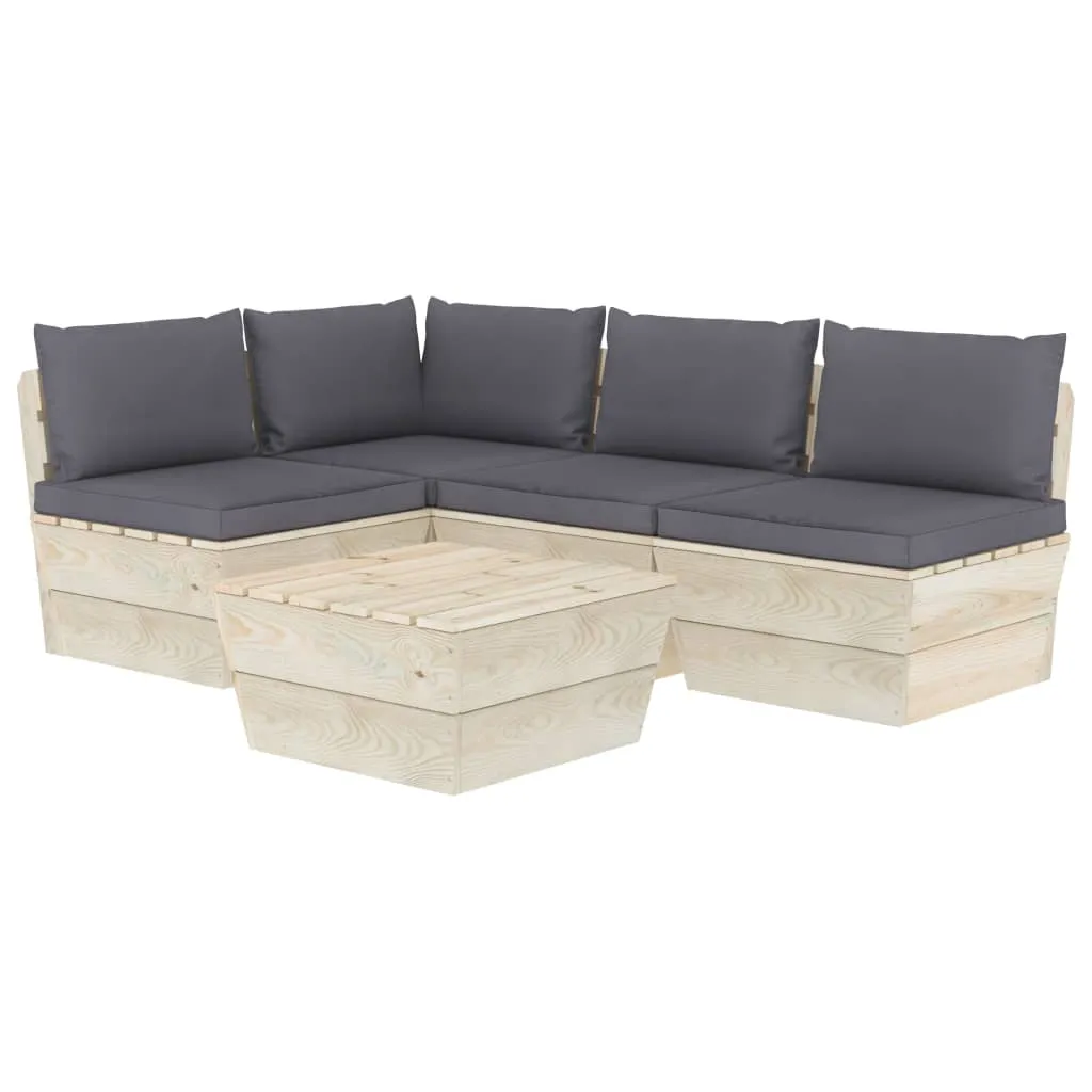 MEDINA 5DELIGE LOUNGESET MET KUSSENS PALLET VURENHOUT