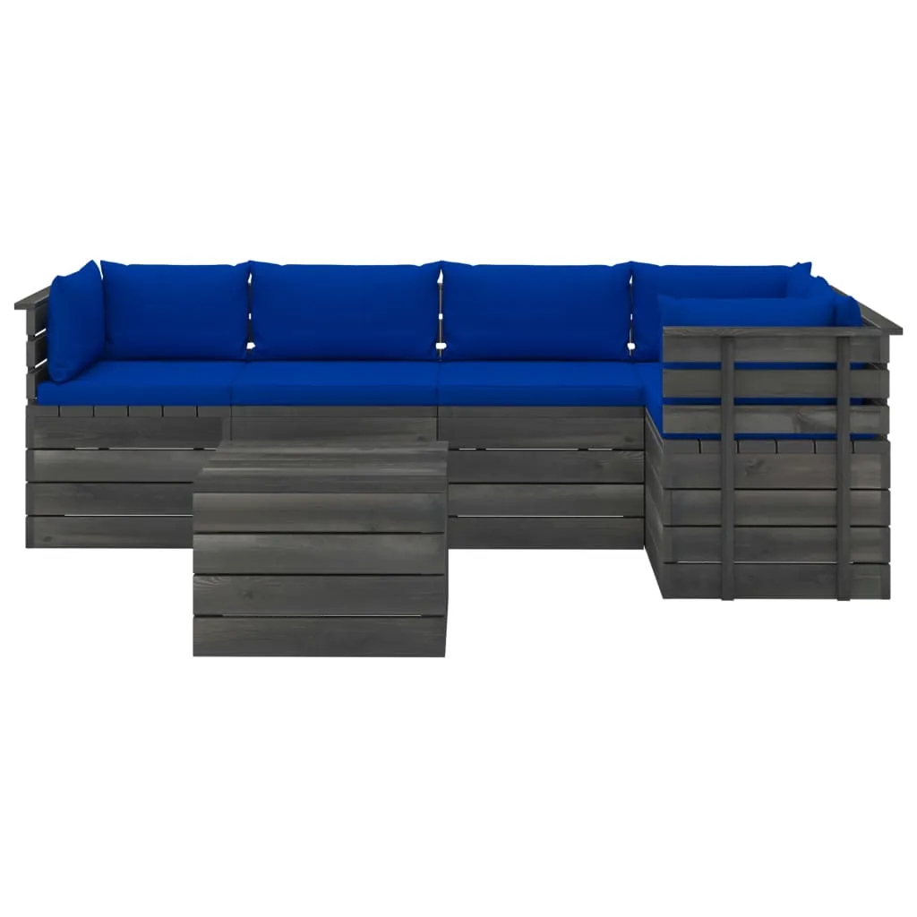 MEDINA 6DELIGE LOUNGESET MET KUSSENS PALLET MASSIEF GRENENHOUT