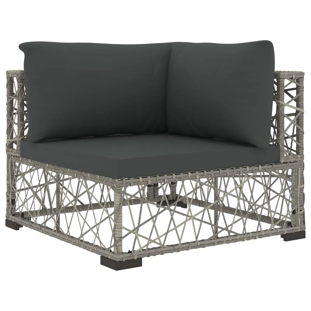 MEDINA 6DELIGE LOUNGESET MET KUSSENS POLY RATTAN GRIJS