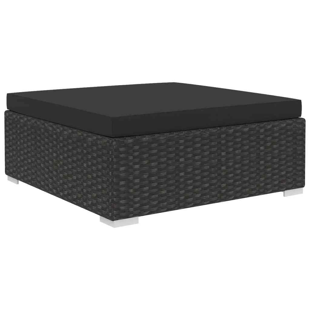 MEDINA 6DELIGE LOUNGESET MET KUSSENS POLY RATTAN ZWART