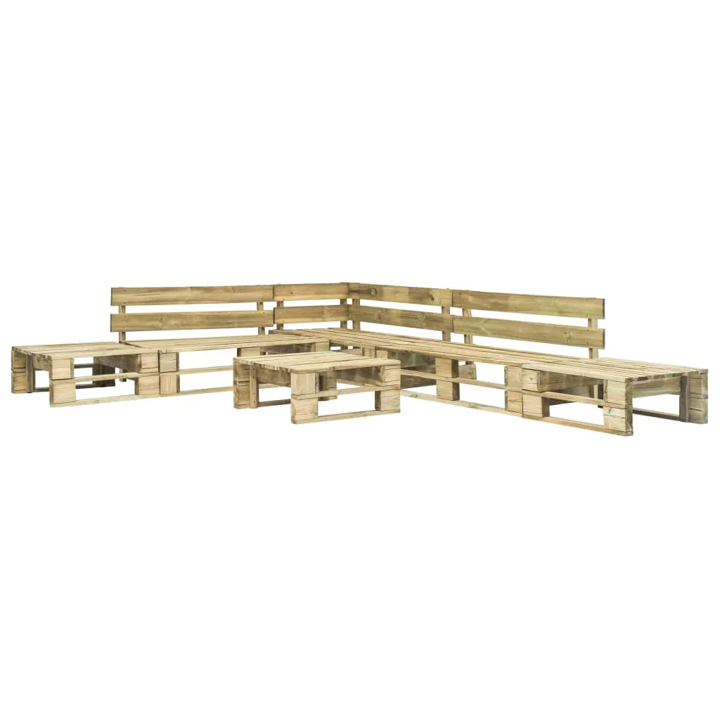 MEDINA 6DELIGE LOUNGESET PALLET MET RODE KUSSENS HOUT