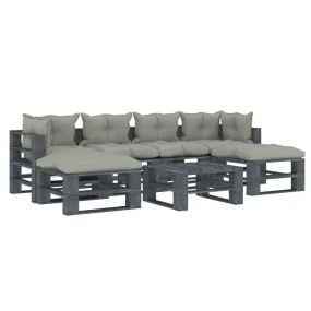 Medina 7-delige Loungeset met taupekleurige kussens pallet hout