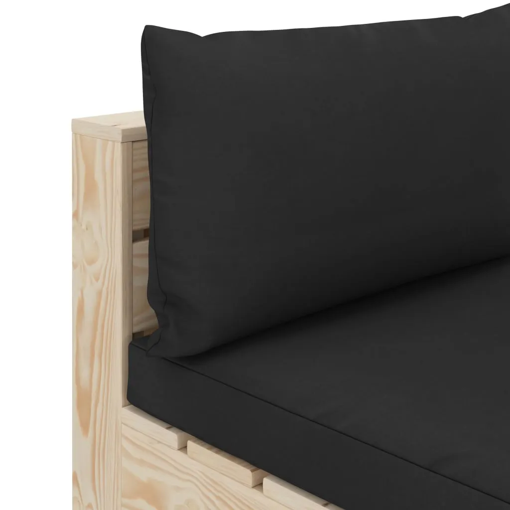 MEDINA 8DELIGE LOUNGESET MET ZWARTE KUSSENS PALLET HOUT
