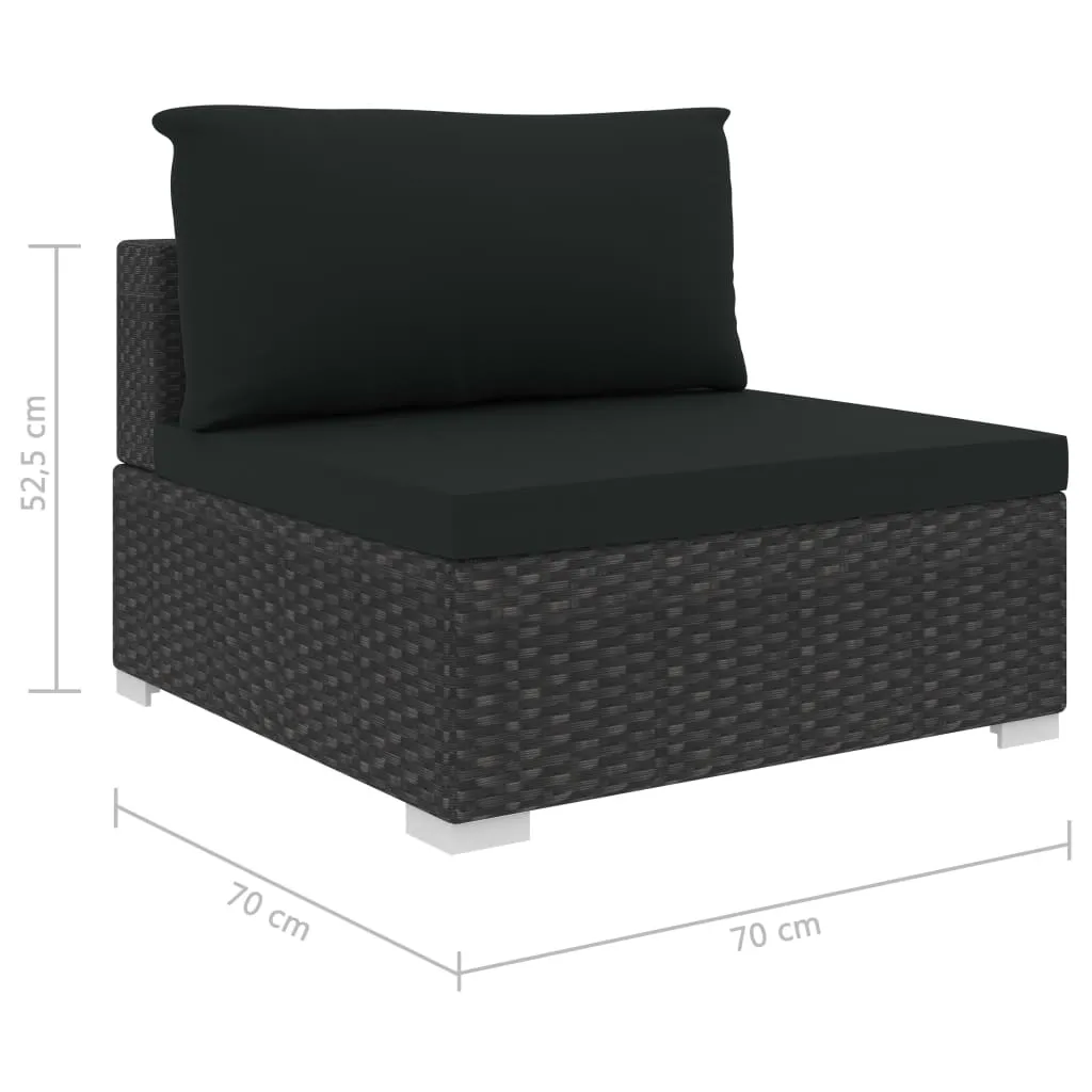 MEDINA 9DELIGE LOUNGESET MET KUSSENS POLY RATTAN ZWART