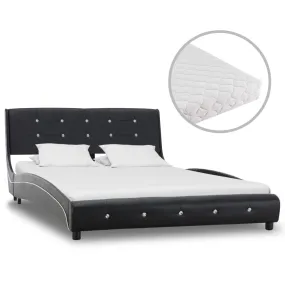 Medina Bed met matras kunstleer zwart 120x200 cm