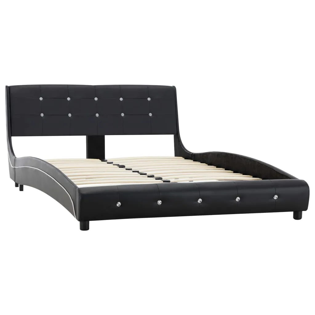 Medina Bed met matras kunstleer zwart 120x200 cm