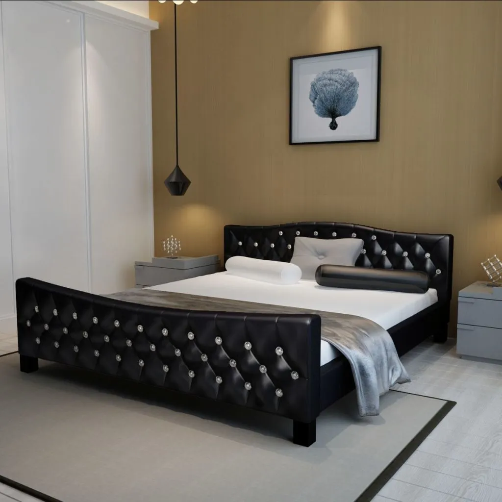 Medina Bed met traagschuim matras kunstleer zwart 180x200 cm