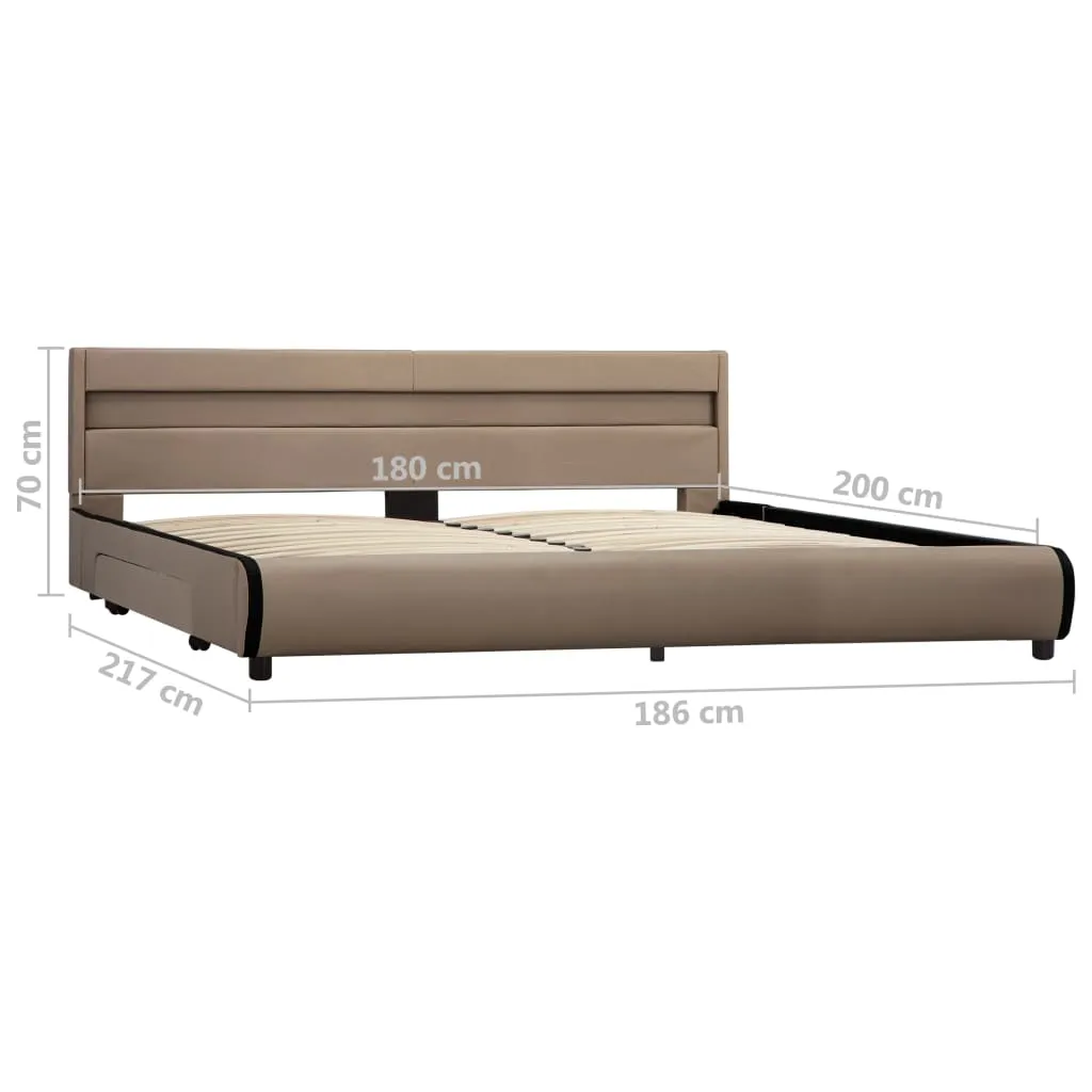 Medina Bedframe met LED kunstleer cappuccino 180x200 cm