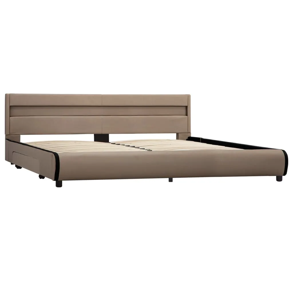 Medina Bedframe met LED kunstleer cappuccino 180x200 cm