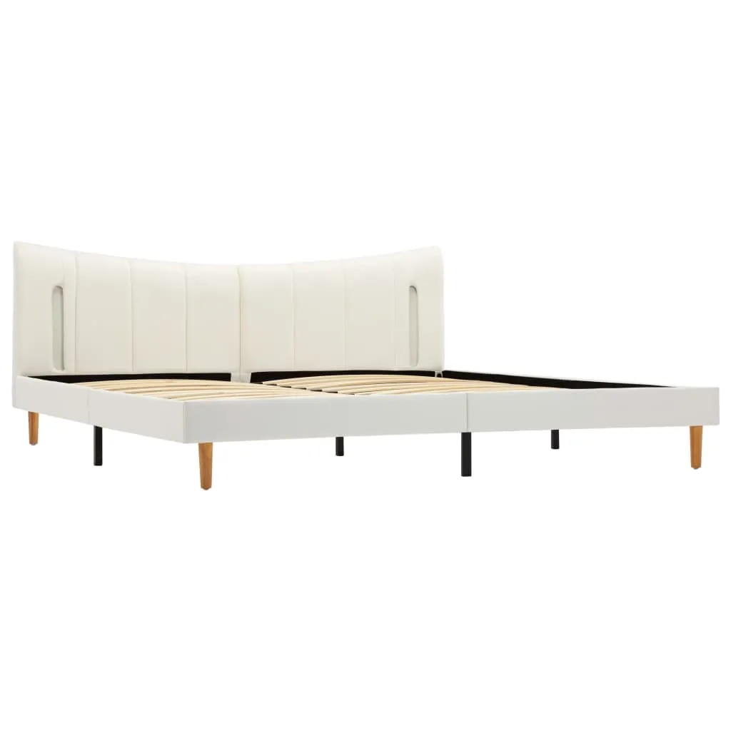 Medina Bedframe met LED kunstleer wit 200x200 cm
