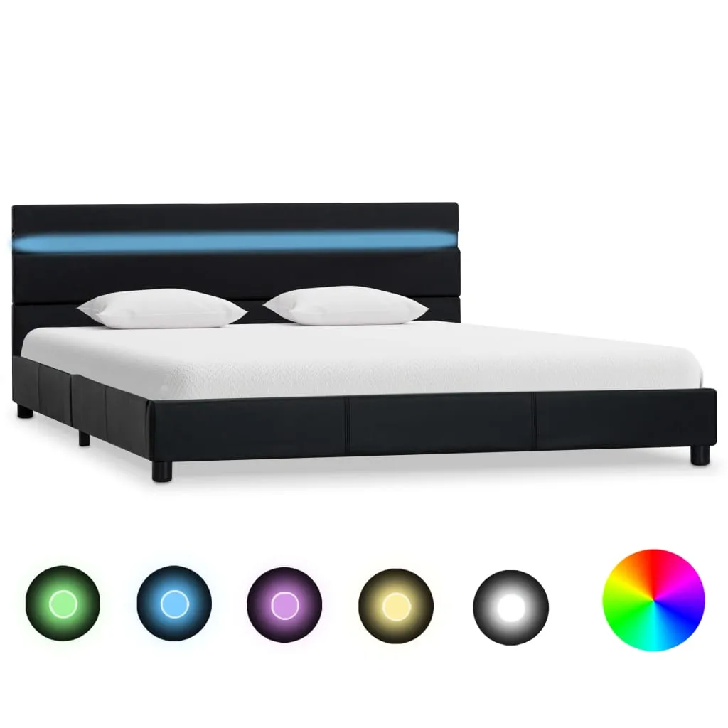 Medina Bedframe met LED kunstleer zwart 120x200 cm