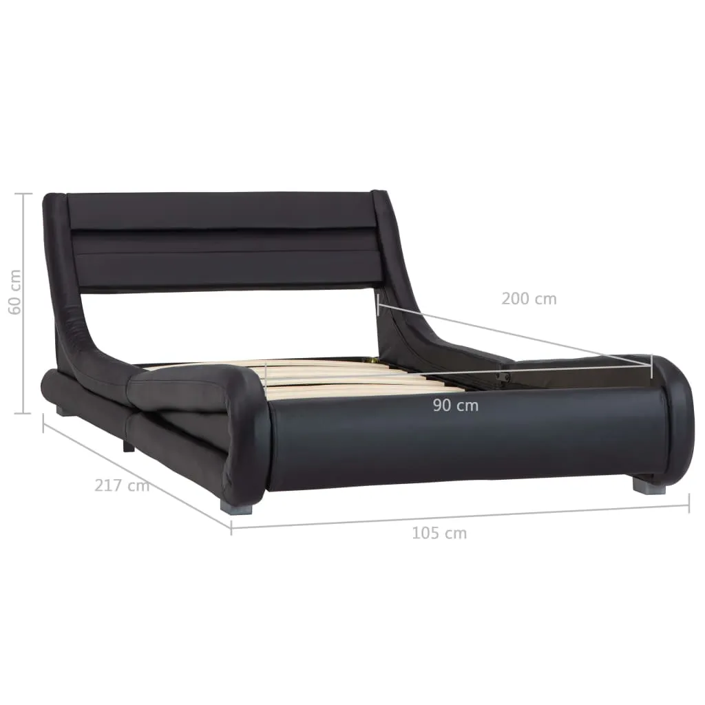 Medina Bedframe met LED kunstleer zwart 90x200 cm