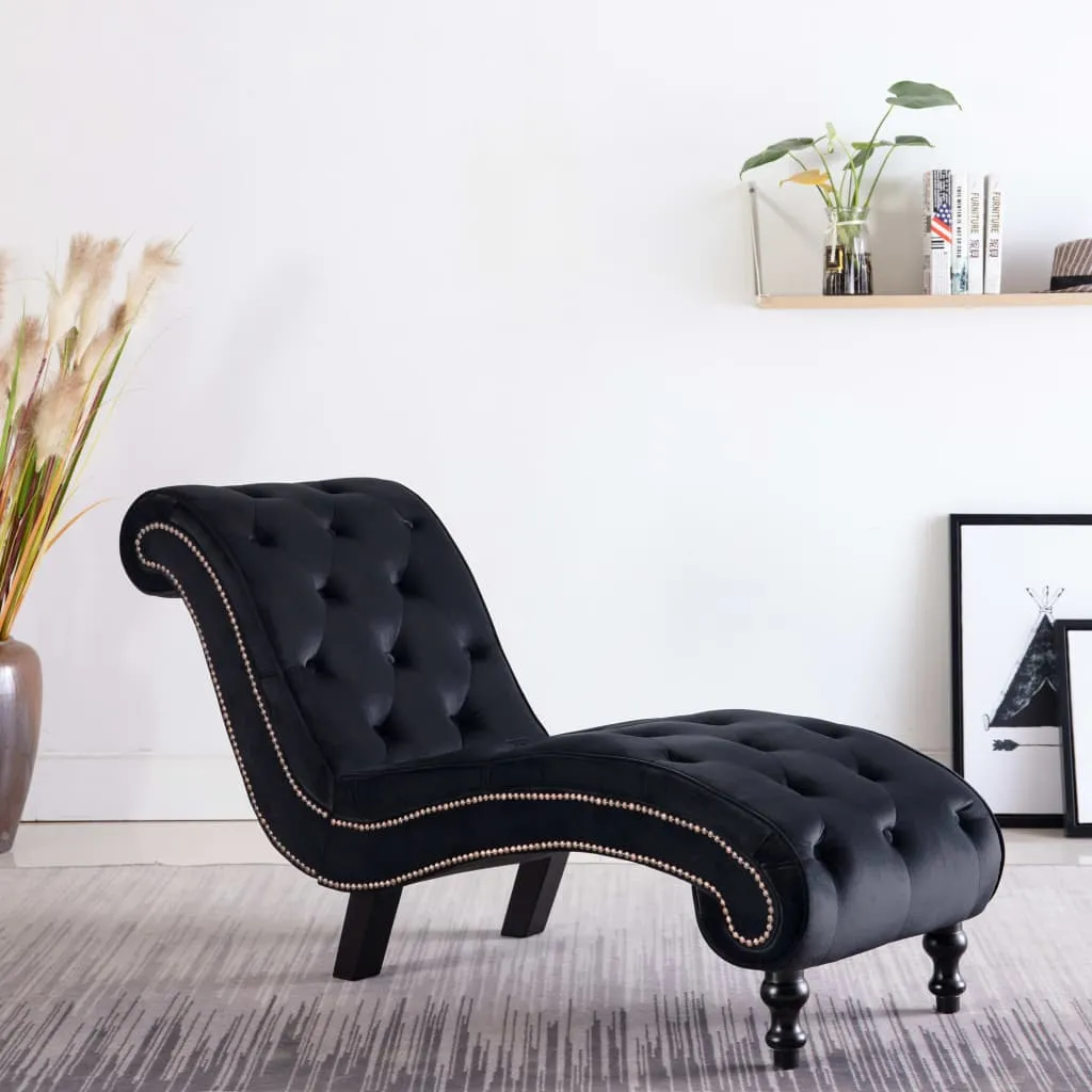 Medina Chaise longue fluweel zwart