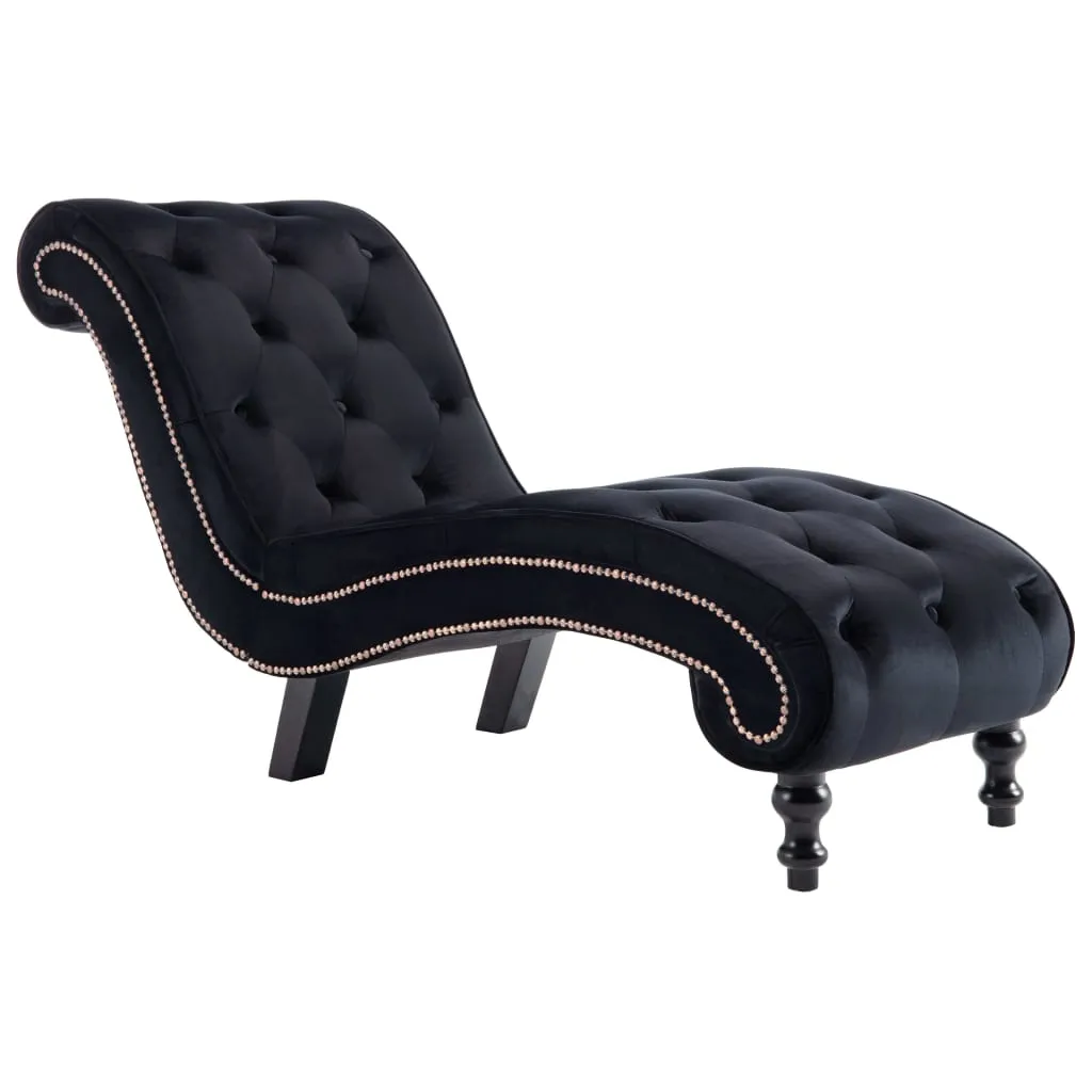 Medina Chaise longue fluweel zwart