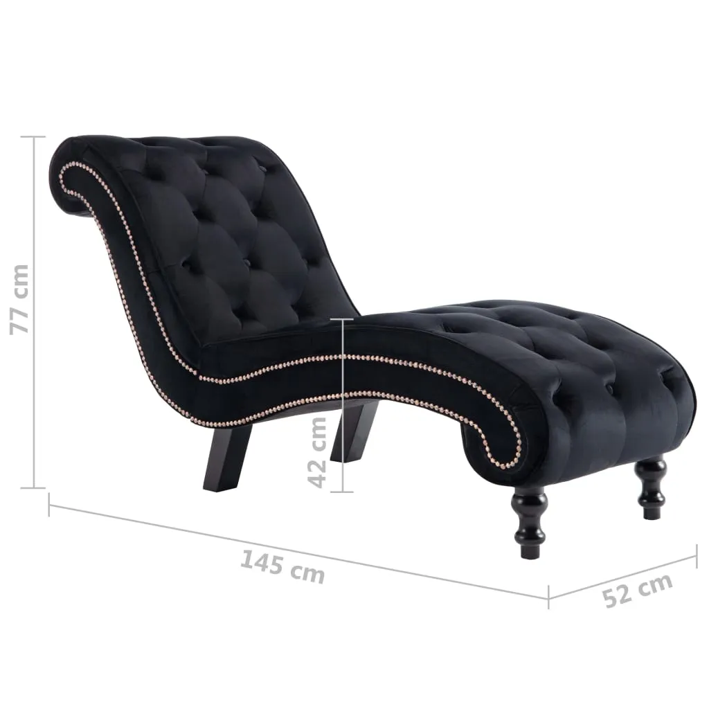 Medina Chaise longue fluweel zwart