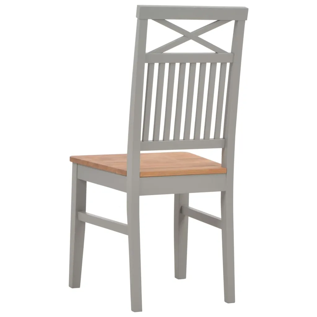 Medina Eetkamerstoelen 2 st massief eikenhout grijs