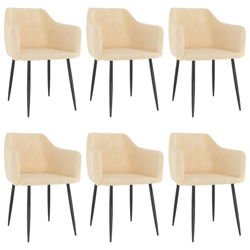 Medina Eetkamerstoelen 6 st fluweel crèmekleurig