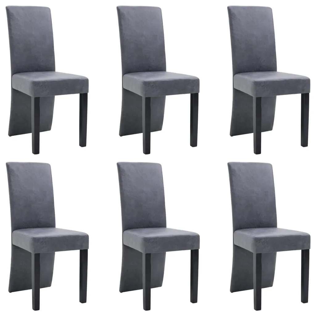 Medina Eetkamerstoelen 6 st kunstsuède grijs
