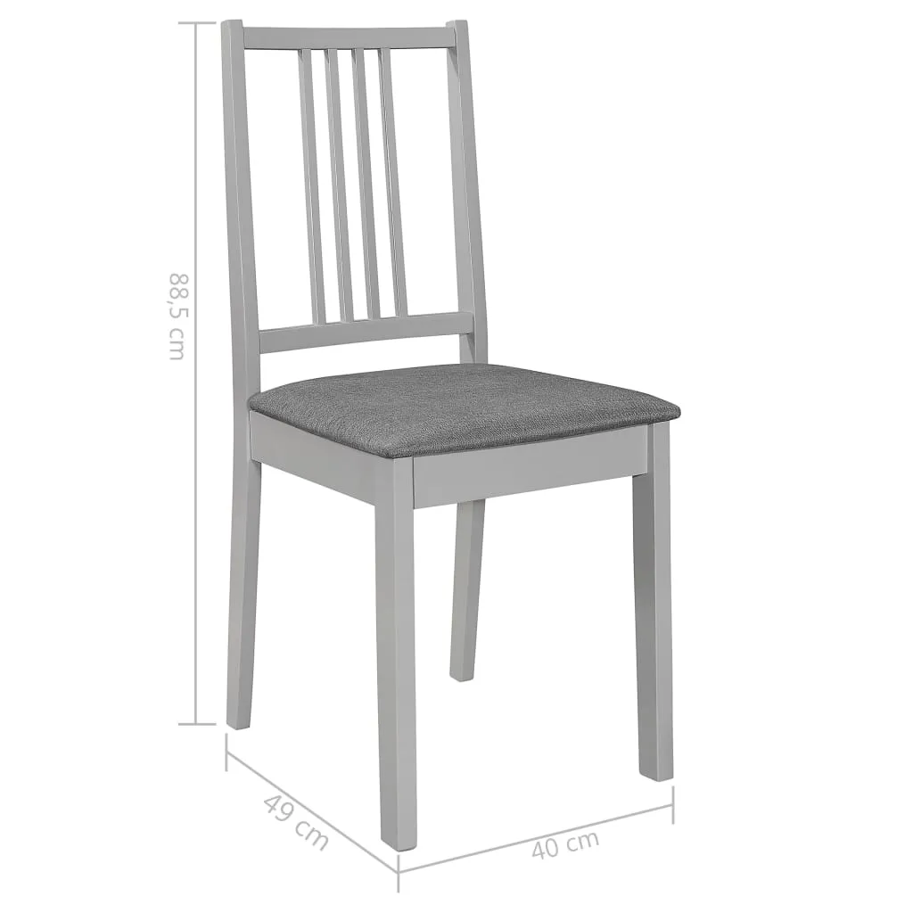 Medina Eetkamerstoelen met kussens 2 st massief hout grijs