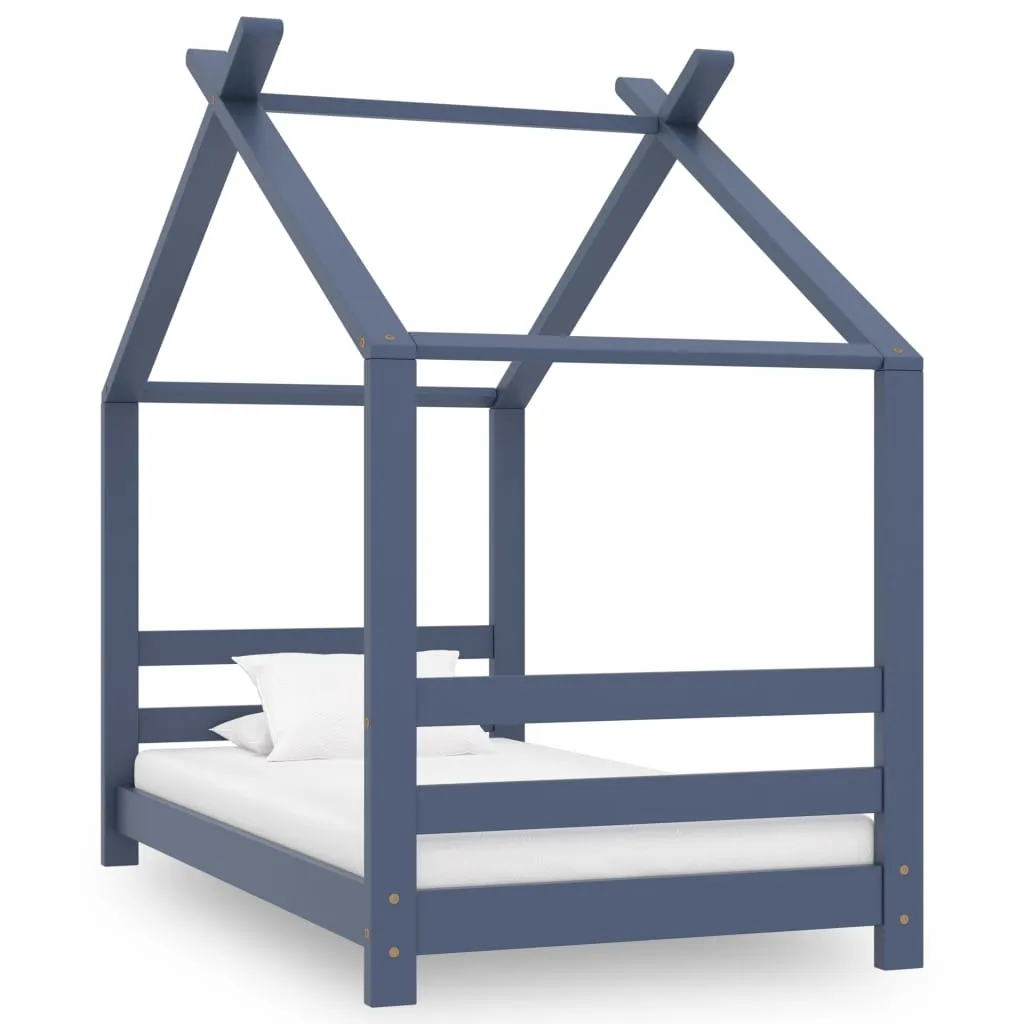 Medina Kinderbedframe massief grenenhout grijs 70x140 cm