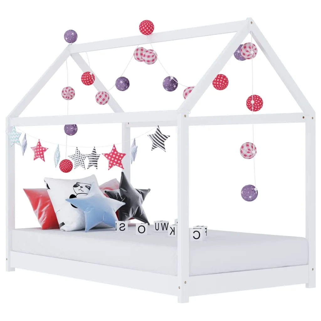 Medina Kinderbedframe massief grenenhout wit 90x200 cm