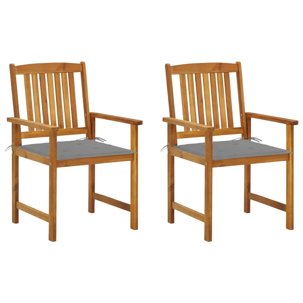 Medina Regisseursstoelen 2 st met kussens massief acaciahout