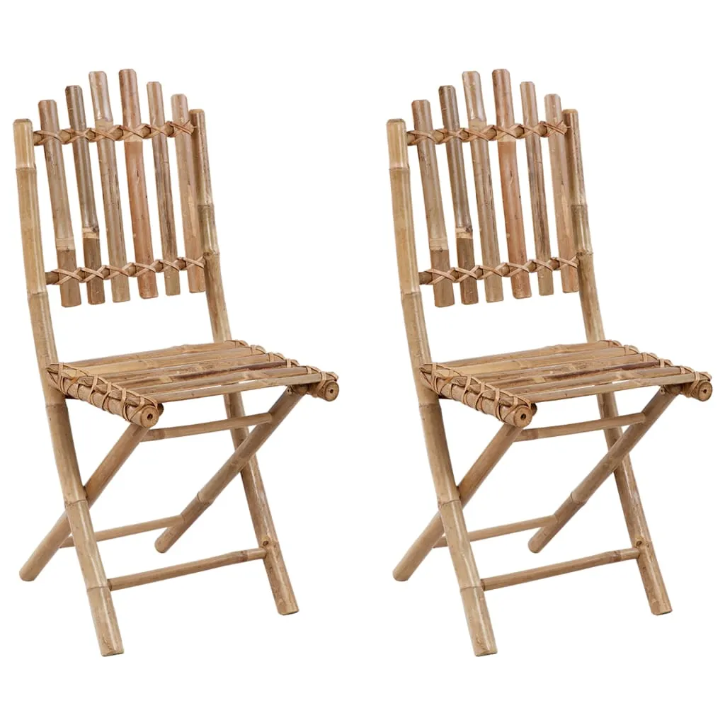 Medina Tuinstoelen 2 st inklapbaar met kussens bamboe