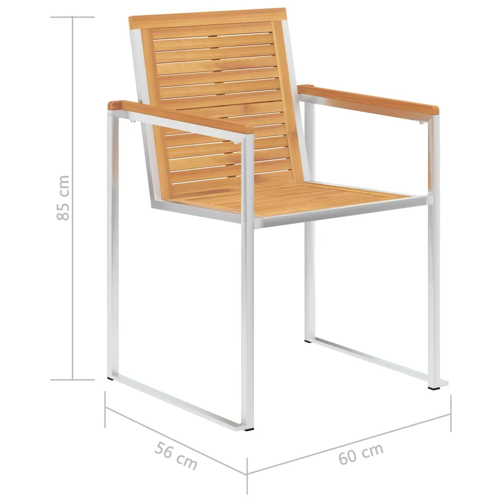 Medina Tuinstoelen 2 st met kussens massief teakhout en staal