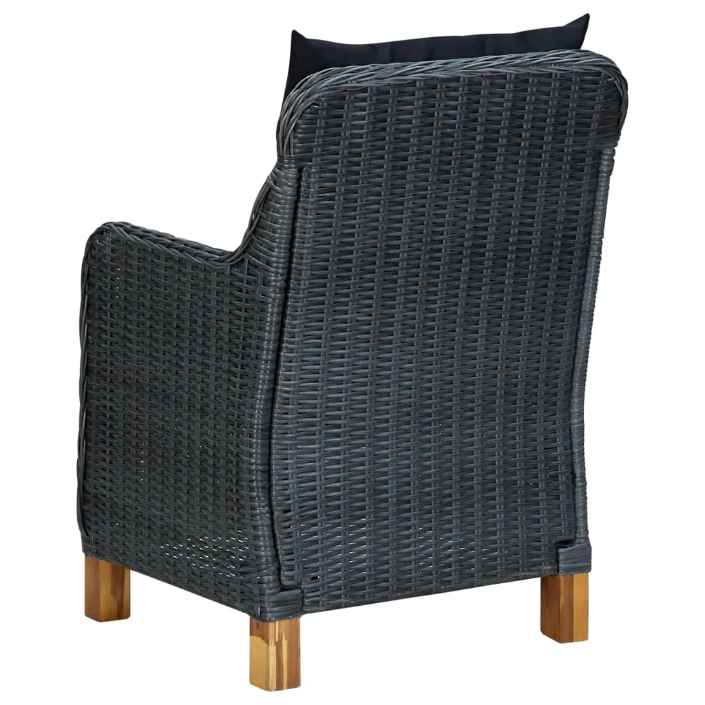 Medina Tuinstoelen 2 st met kussens poly rattan donkergrijs