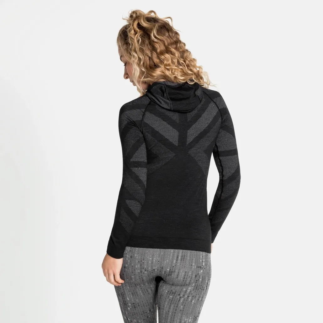 Ondershirt Odlo Women BL Top Facemask LS Kinship Warm Black Melange