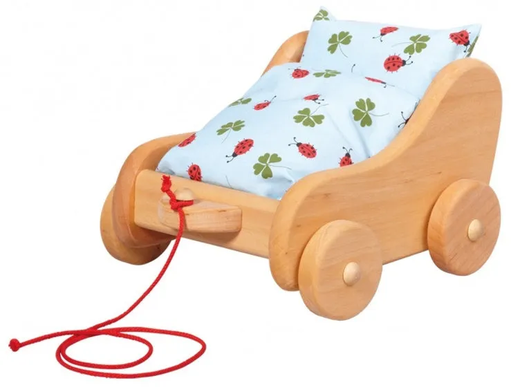 poppenwagen met kussens 24 x 22 cm blank